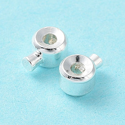 真鍮製つぶし玉カシメ玉  長持ちメッキ  コラム  銀  4.5x3.5x2.5mm  穴：0.9mm&nbsp;X-KK-Z030-17A-S