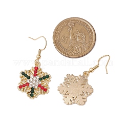 Рождественские серьги-подвески из сплава со стразами EJEW-JE06121-02