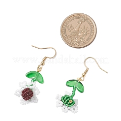 3 пара двухцветных стеклянных бусин в виде семян подсолнечника с подвесками из нержавеющей стали 304&nbsp;EJEW-MZ00532