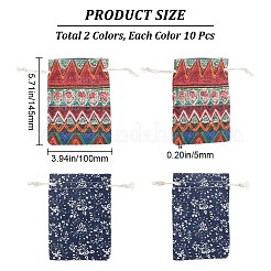 20 pz. 2 sacchetti di imballaggio in cotone vintage con coulisse in 14.5x10x0.5 colori&nbsp;ABAG-GF0001-21