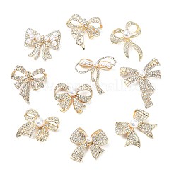 10 шт. 10 стиля броши-банта из сплава со стразами&nbsp;JEWB-CJ0001-76
