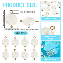 10 pendentif disque en coquillage naturel&nbsp;STAS-TA0006-28