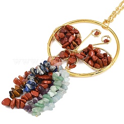 Подвесные украшения в виде бабочки из латуни и смешанного натурального камня HJEW-Z007-04G