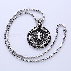 Винтажное панк-ожерелье с подвеской в виде головы льва из нержавеющей стали 304 для мужчин CL9134