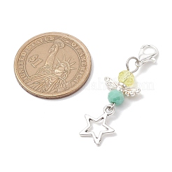 Decorazioni pendenti in lega e vetro stile tibetano a forma di angelo&nbsp;HJEW-JM03165-01
