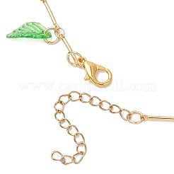Fußkettchen aus Acrylblättern und Glasperlen mit Traubenquaste und Messingstangengliederkette für Frauen&nbsp;AJEW-MZ00008-01
