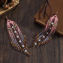 Серьги-кисточки из стеклянного бисера ручной работы&nbsp;TU7843