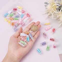 40個 10色ガラスの願いボトルペンダント装飾  スタースパンコールチャーム付き  DIYジュエリーアクセサリー用  ミックスカラー  28x11mm  穴：2mm&nbsp;AJEW-NB0003-05