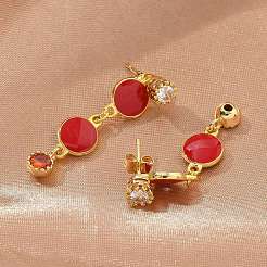 Серьги-гвоздики с цирконом из латуни EJEW-M077-10G-01