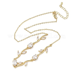 Colliers à maillons en laiton pavé de zirconiums cubiques en forme de rose pour femmes&nbsp;NJEW-C121-05A-02G