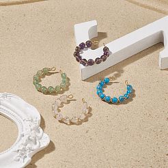 Кольцо-манжета с натуральным и синтетическим драгоценным камнем RJEW-JR00488