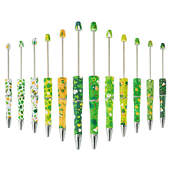 12 шт. 12 стиля пластиковых ручек с бусинами на тему Дня Святого Патрика AJEW-TA0002-11