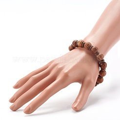 天然ココナッツウッドビーズストレッチブレスレット  ココナッツブラウン  内径：2-5/8インチ（6.55cm）  11.5mm&nbsp;BJEW-JB06641