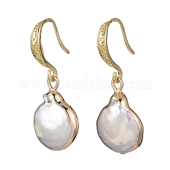 Серьги-подвески из натурального жемчуга кеши с гальваническим покрытием EJEW-JE06709