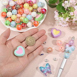 Kit di perline distanziatrici in acrilico e ottone con strass a forma di cuore e farfalla&nbsp;DIY-CA0008-06