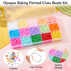 2400 шт. 15-х цветные непрозрачные стеклянные бусины&nbsp;DGLA-TA0001-25