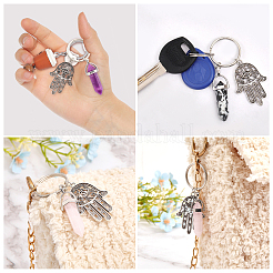 12 шт. 12 стиля пуля драгоценный камень и стеклянный кулон брелок с хамсой рука/рука Мириам с глазом шарм&nbsp;KEYC-GL0001-05