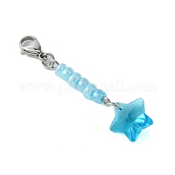 Decorazione pendente con stella in vetro e perline&nbsp;HJEW-JM02110