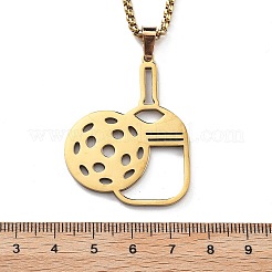 Colliers à chaîne avec pendentif en forme de raquette de pickleball en acier inoxydable 201 pour femmes et hommes&nbsp;NJEW-H050-01B-G