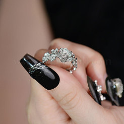 Цветок 925 из стерлингового серебра регулируемые манжеты кольца для женщин FS-WG85A8F-01