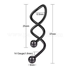 Спиральная штанга из нержавеющей стали 316&nbsp;LS-AJEW-G042-02EB
