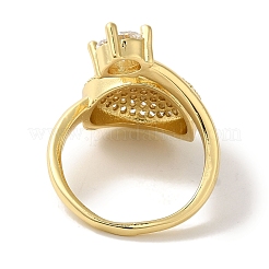 Кольцо-манжета из латуни с микропаве из прозрачного кубического циркония RJEW-P104-09G