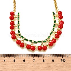 Латунные красные эмалевые цепочки с фруктами NJEW-K287-04A-G
