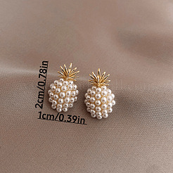 Серьги-гвоздики из пластикового сплава с имитацией жемчуга в форме ананаса&nbsp;FS-WG66433-01