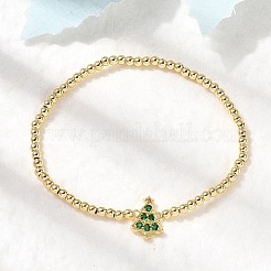 Рождественские браслеты из латуни с микропаве из кубических цирконий&nbsp;LS-BJEW-K289-01B-G