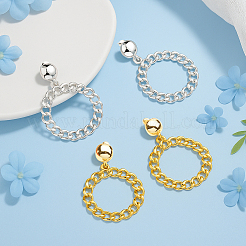 4 пара сережек-гвоздиков из железа и сплава двух цветов&nbsp;EJEW-HY0001-58