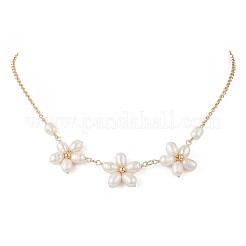 Латунное ожерелье из цветочных звеньев NJEW-TA00196