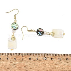 Pendientes colgantes de concha de abulón natural/concha de paua y concha de trochid natural/concha de trochus para mujer&nbsp;EJEW-JE07401