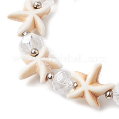 Летние пляжные браслеты из синтетической бирюзы и граненого стекла BJEW-JB10454-01