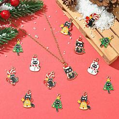 30 pendentif en alliage émaillé sur le thème du chat de Noël&nbsp;ENAM-CJ0006-53