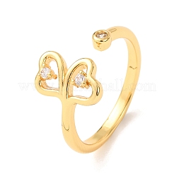 Offene Manschettenringe aus Messing mit Mikropavé und Zirkonia für Damen&nbsp;RJEW-F217-07G