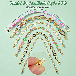 Цветок 304 нержавеющая сталь эмаль и диск полимерная глина звено цепь для бейсболки&nbsp;AJEW-WR00001