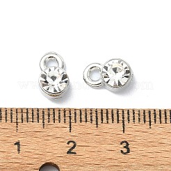ラックメッキ合金ラインストーンチャーム  フラットラウンド  プラチナ  9.5x6x5mm  穴：2mm&nbsp;FIND-M014-16B-P