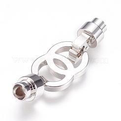 304ステンレススチール製折りたたみ式留め具  ラインストーン付き  ステンレス鋼色  35x12x7mm  穴：4mm&nbsp;STAS-F123-13P