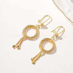 Элегантные и стильные латунные плоские круглые серьги-кольца с кисточками IA0853