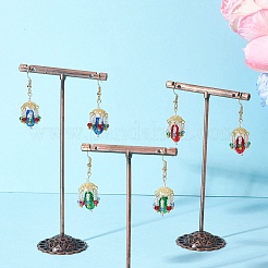 Boucles d'oreilles pendantes en forme de lanterne en verre&nbsp;EJEW-MZ00629