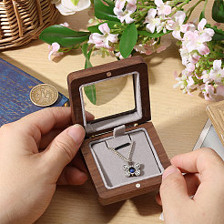 Cajas de madera para guardar insignias con ventana transparente y tapa magnética.&nbsp;CON-WH0107-101B