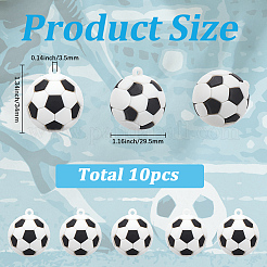 PVCと鉄のチャーム10個  サッカーのチャーム  ホワイト  34x29.5mm  穴：3.5mm&nbsp;FIND-SC0022-19