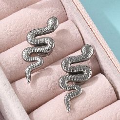 Серьги-клипсы в форме змеи из нержавеющей стали 304 EJEW-B116-03P