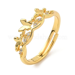 Латунные микро проложить пальцев кольца кубического циркония&nbsp;RJEW-H258-01G
