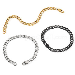 3 stücke 3 arten 304 edelstahl cuban link kette armbänder&nbsp;BJEW-TAC0062