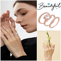 3 шт. латунные кольца с микропаве из кубического циркония для женщин&nbsp;RJEW-LP0001-22