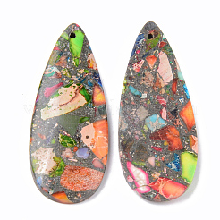 Большие подвески из синтетического пирита и императорской яшмы&nbsp;G-N330-002