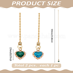 2 шт. подвески в форме сердца из латуни с кубическим цирконием для потолочного вентилятора с удлинителями цепочек&nbsp;HJEW-LP00061