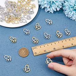 40 шт. 2-х цветные подвески из цинкового сплава со стразами FIND-FH0010-65