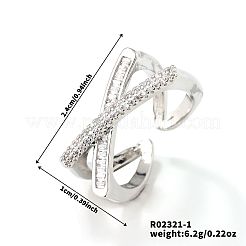 Кольца-манжеты в стиле хип-хоп из латуни с микропаве из прозрачных кубических цирконий для женщин DB5338-1